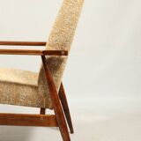Scandinavian armchair yellow mellow fabric Boho style 1970 design by H.Lis