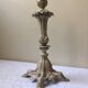 Large candle holder in patinated white painted metal