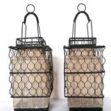 Pair of chinese wire lanterns