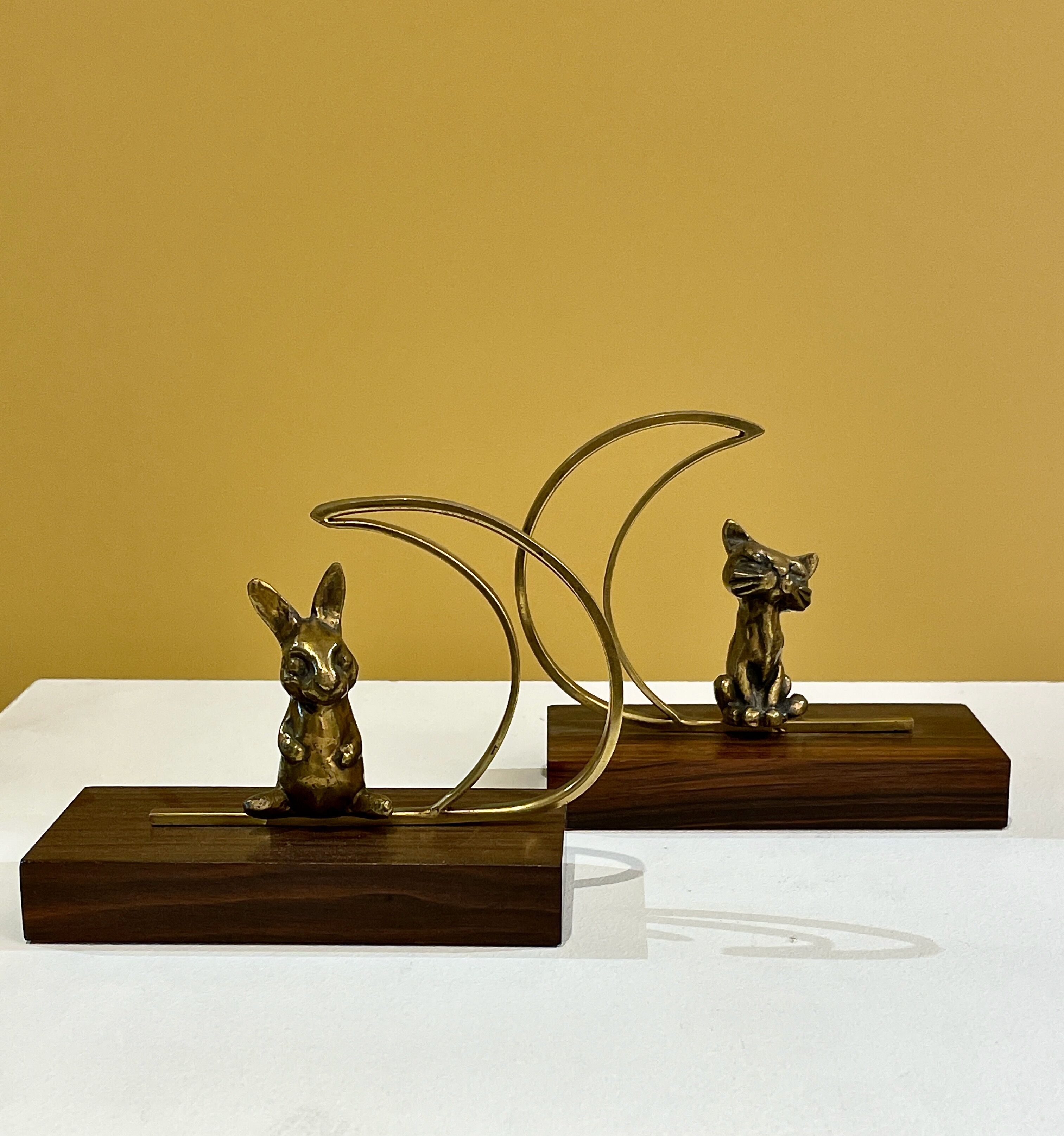 Serre-livre animalier en bronze, France 1960's