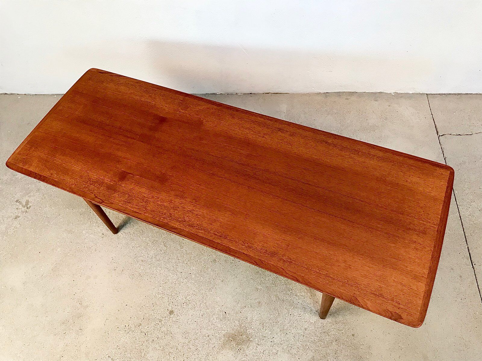 Scandinavian teak coffee table with slatted shelf, Denmark 1960s
