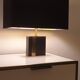 Lampe années 70 en laiton doré et cuir noir