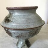 Signed ceramic flower-picker vase