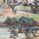 Pastel painting of a horseman scene