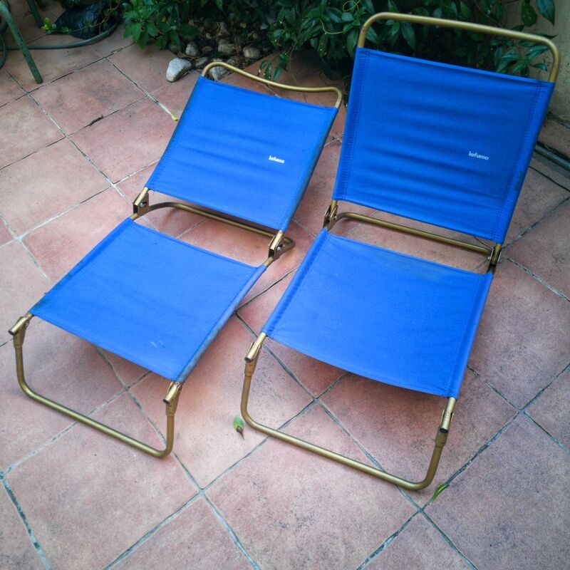 Pair of folding armchairs from plage lafuma