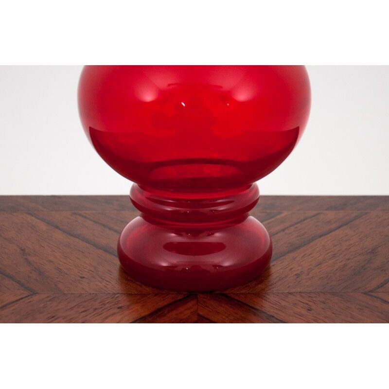 Vase rouge moderne du milieu du siècle Pologne années 1980