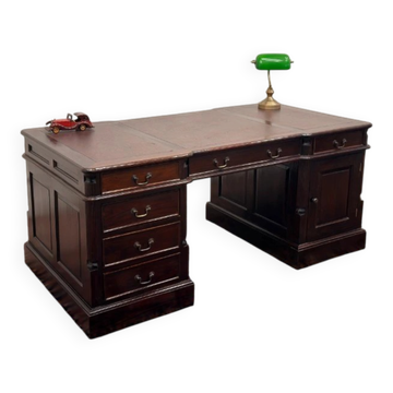 Classic English Partnerdesk Desk in Red Leather