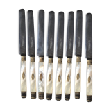 Set de 8 couteaux manche en nacre monogrammés XIXème