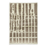 Tapis Tulu contemporain fait à la main en laine naturelle marron et beige.