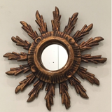 Sun mirror in French gilded wood 70s