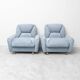 Pair of vintage Italian armchairs in light blue fabric – 1950s design