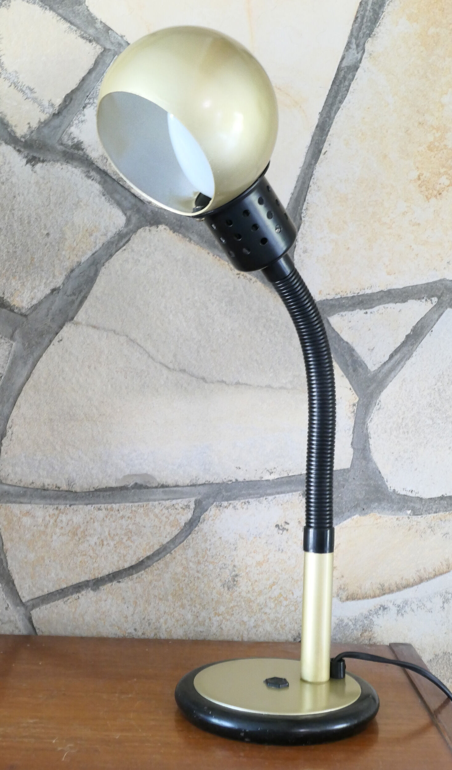 Tablle lamp or desk aluminor 1970's rare golden color