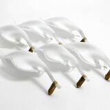 50s brass chandelier with white and transparent Murano glasses Franco Luce