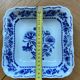 Square blue and white Czech porcelain salad bowl