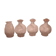 Set of 3 pots and a vintage pink glass vase ht 13.5cm diam 8cm