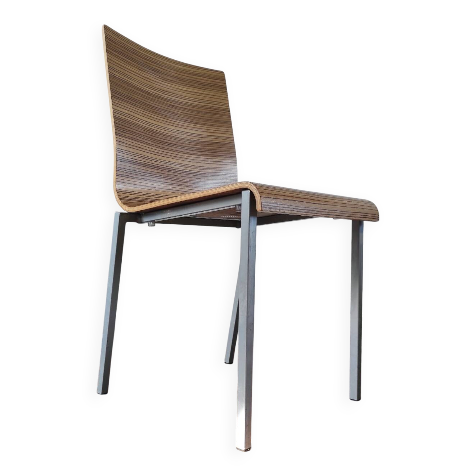 Italian design chair Pedrali "Kuadra" in Zebrano wood
