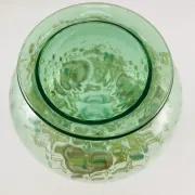 Moser Type Green Enamelled Glass Ball Vase Soliflore - 1900