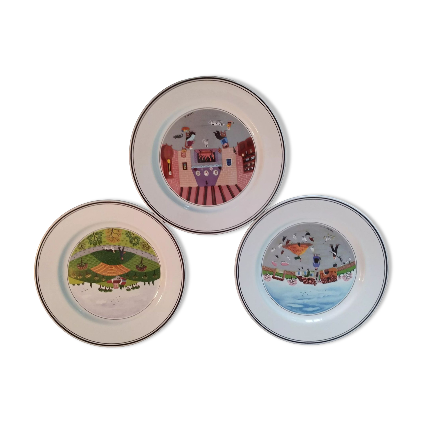 3 villeroy and boch plates