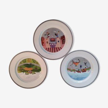 3 assiettes villeroy et boch