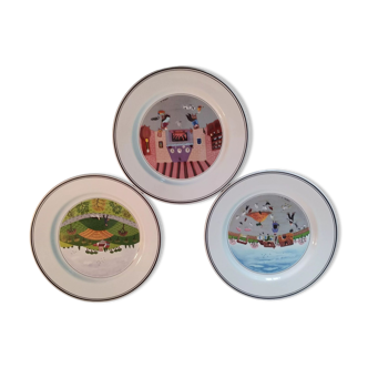 3 villeroy and boch plates