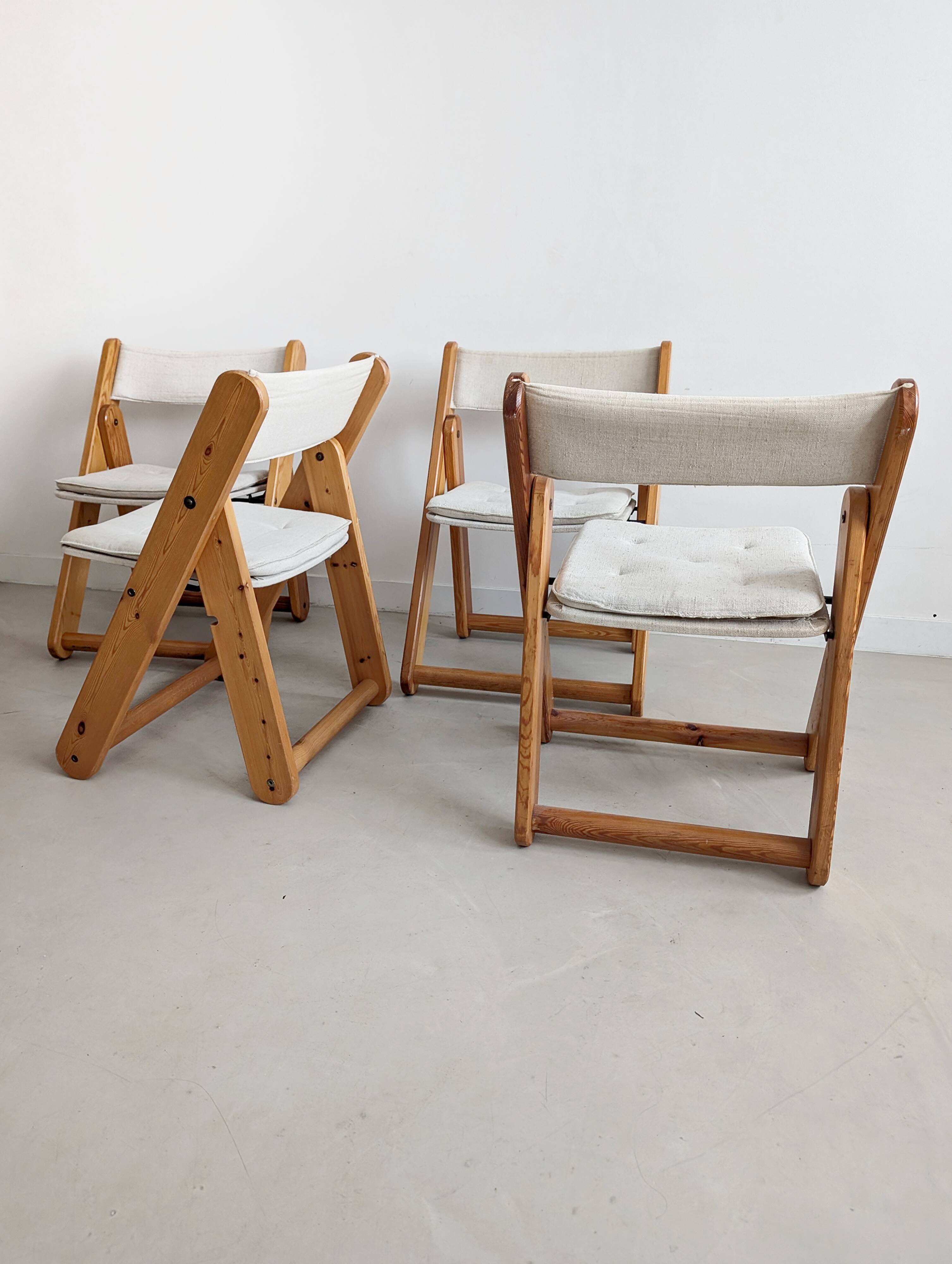 Set of 4 'Kon-Tiki' Folding Chairs by Gillis Lundgren for IKEA 1970s