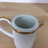 Porcelain tea set A. Vignaud Limoges and mocha spoons Christofle Alfénide