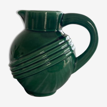 Large ceramic green ball pitcher