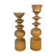Pair of Scandinavian turned wooden candle holders
