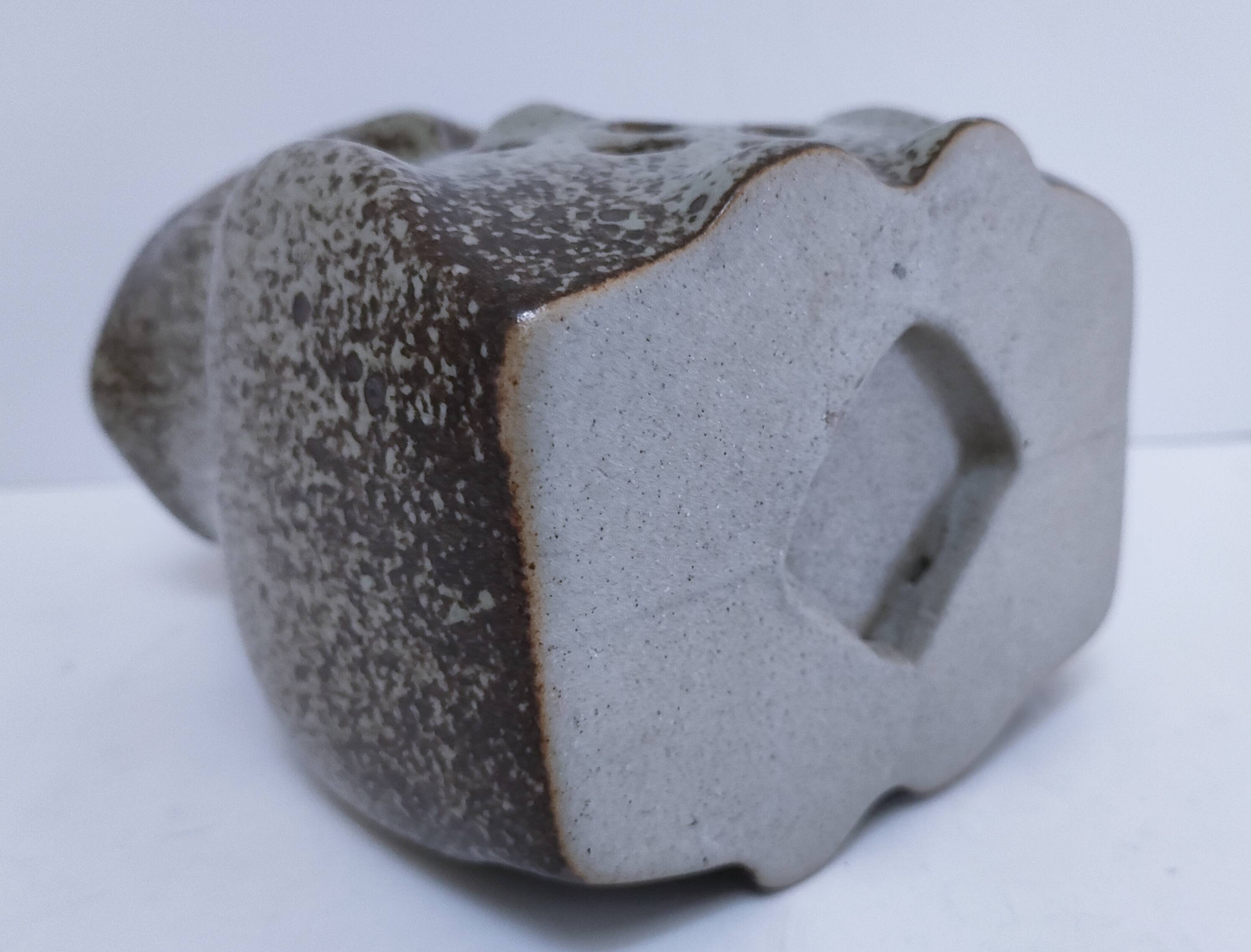 vintage pyrite stone owl candlestick