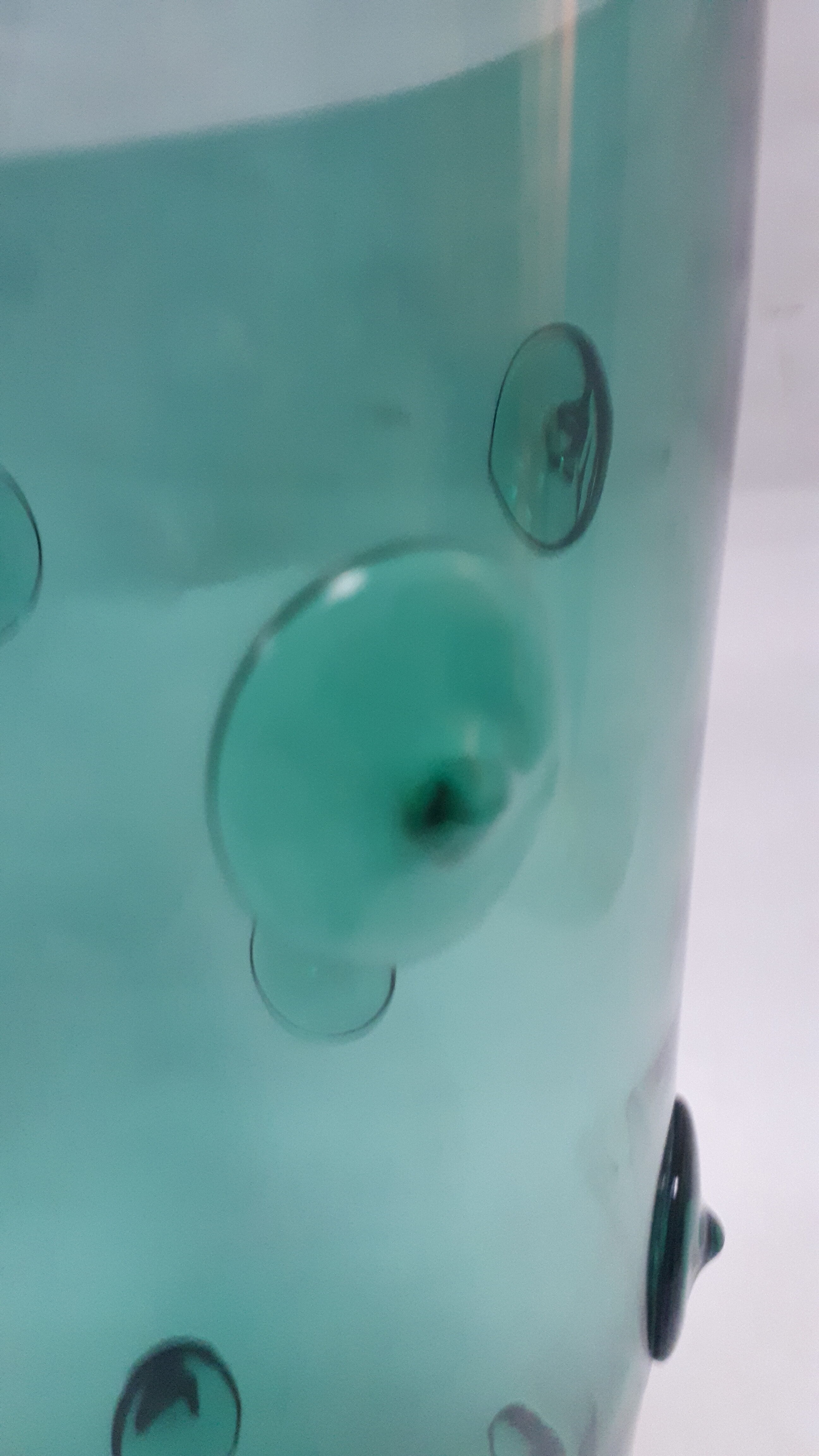 large vase glass vintage style Murano 1970 1980 green transparent relief decoration