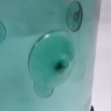large vase glass vintage style Murano 1970 1980 green transparent relief decoration