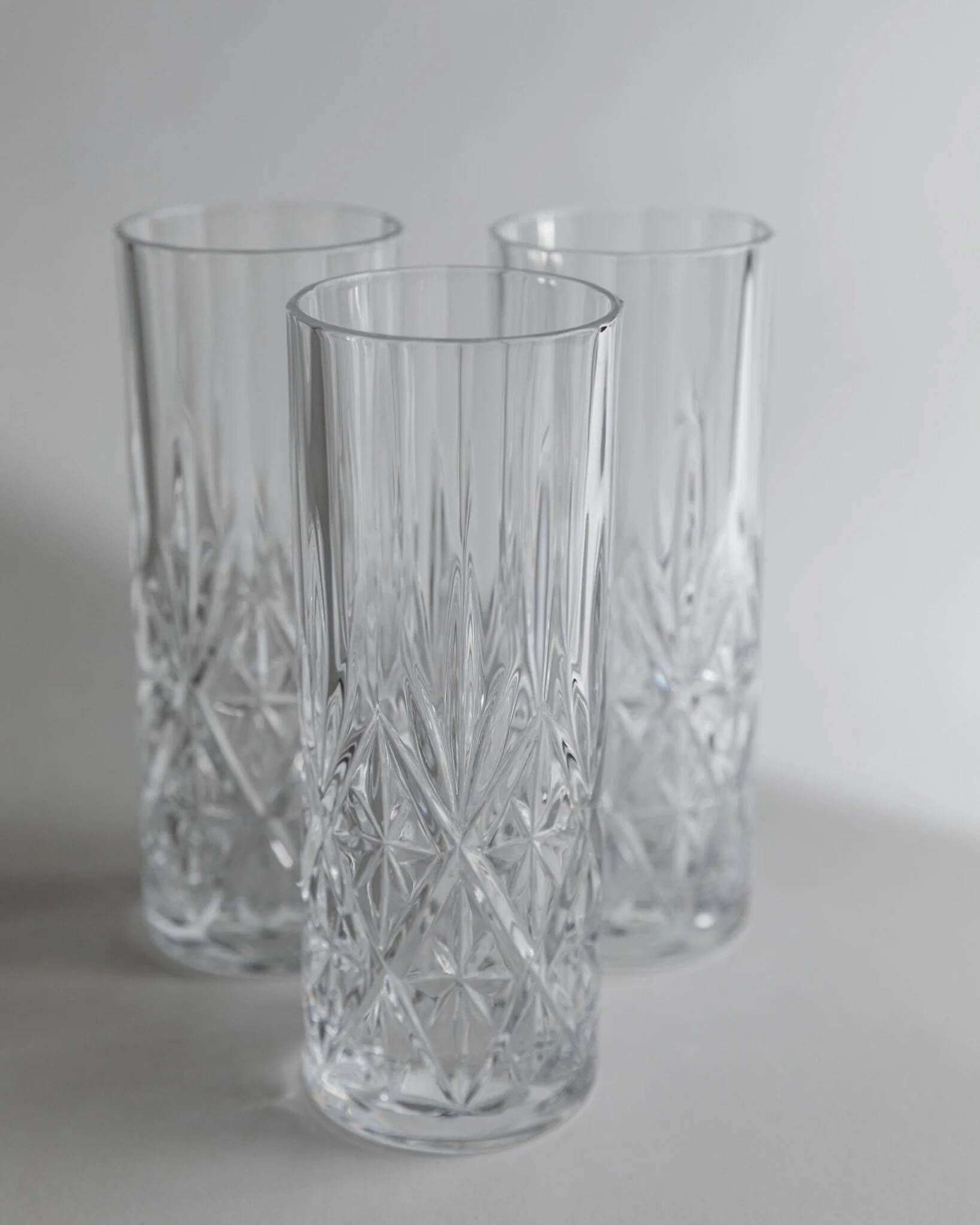 Vintage Transparent Crystal Glasses Set of 11 - Italian 1970s Tableware