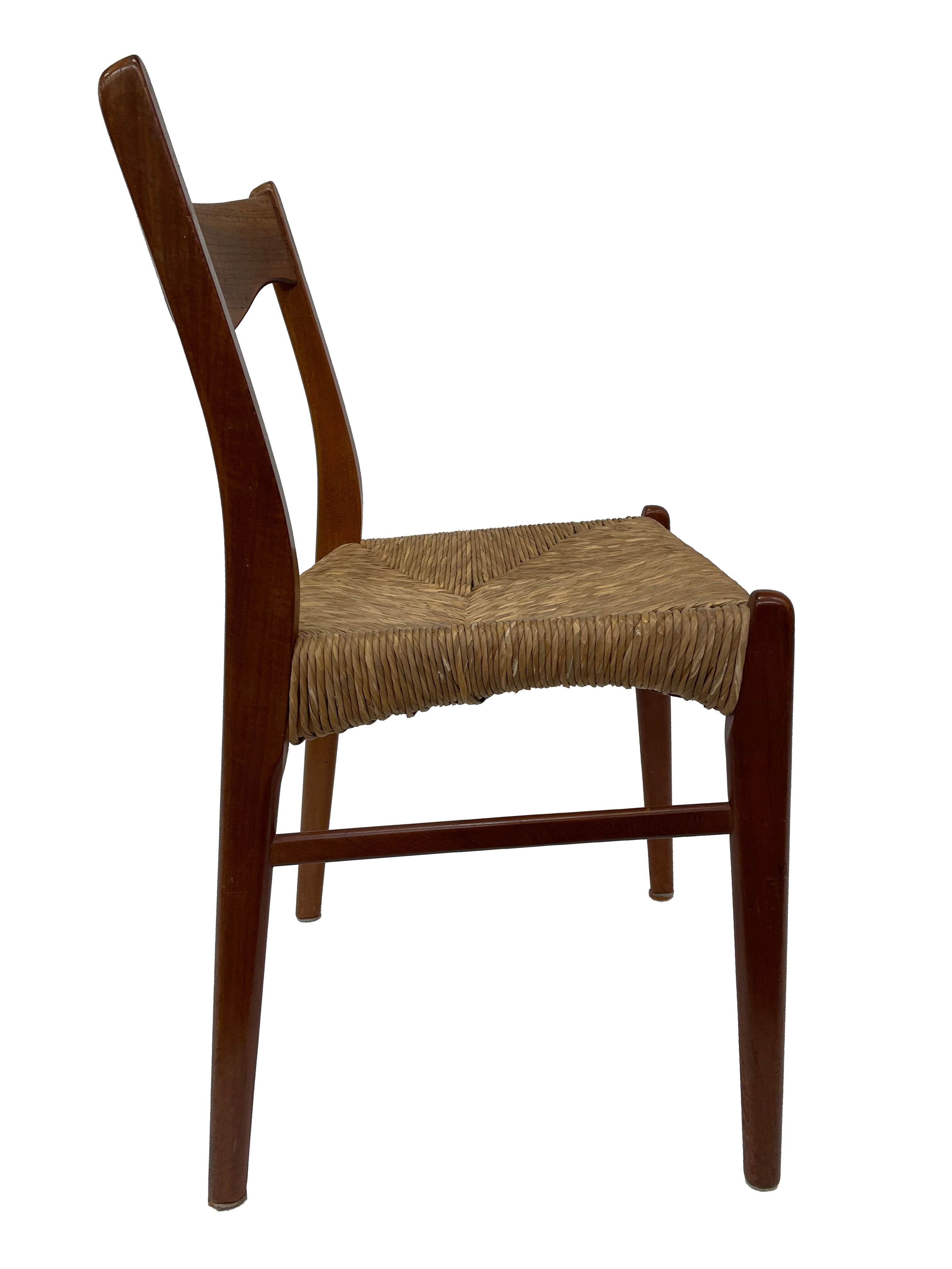 Mid-century teak dining chair by Arne Wahl Iversen for Glyngøre Stolefabric