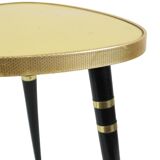 Seventies yellow triangular plant table design formica copper conical