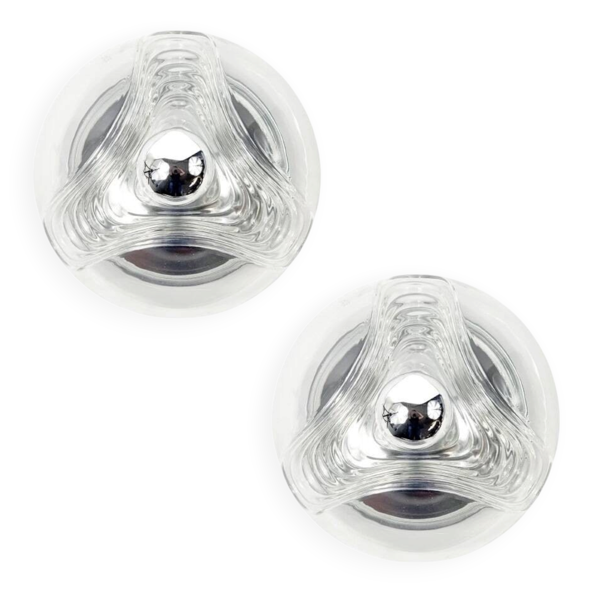 Pair of Space Age Glass 'Wave' Ceiling Lights by Koch & Lowy for P&P, 1970s