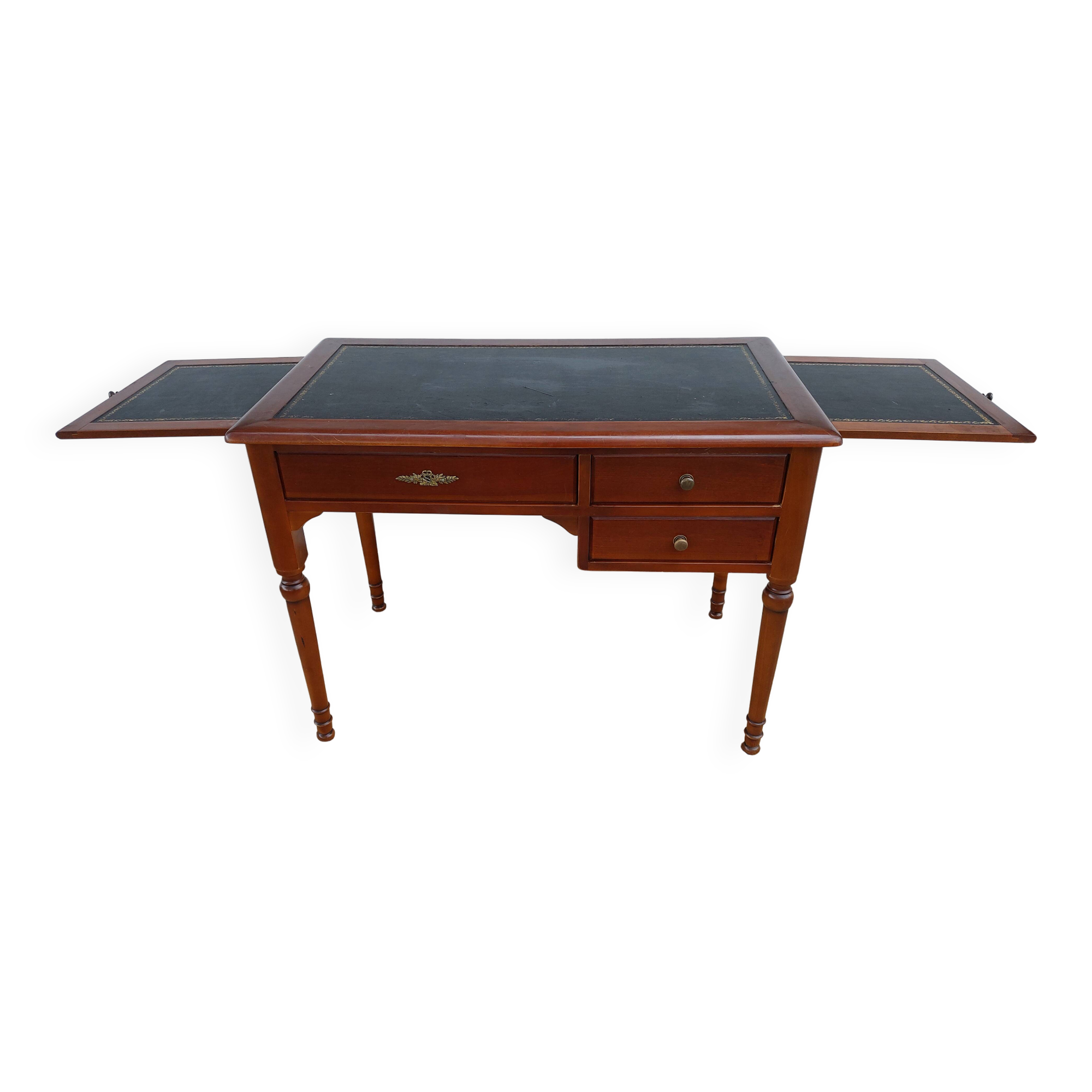 Black leather desk with extensions