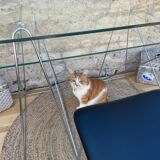 Modernist desk chrome and glass