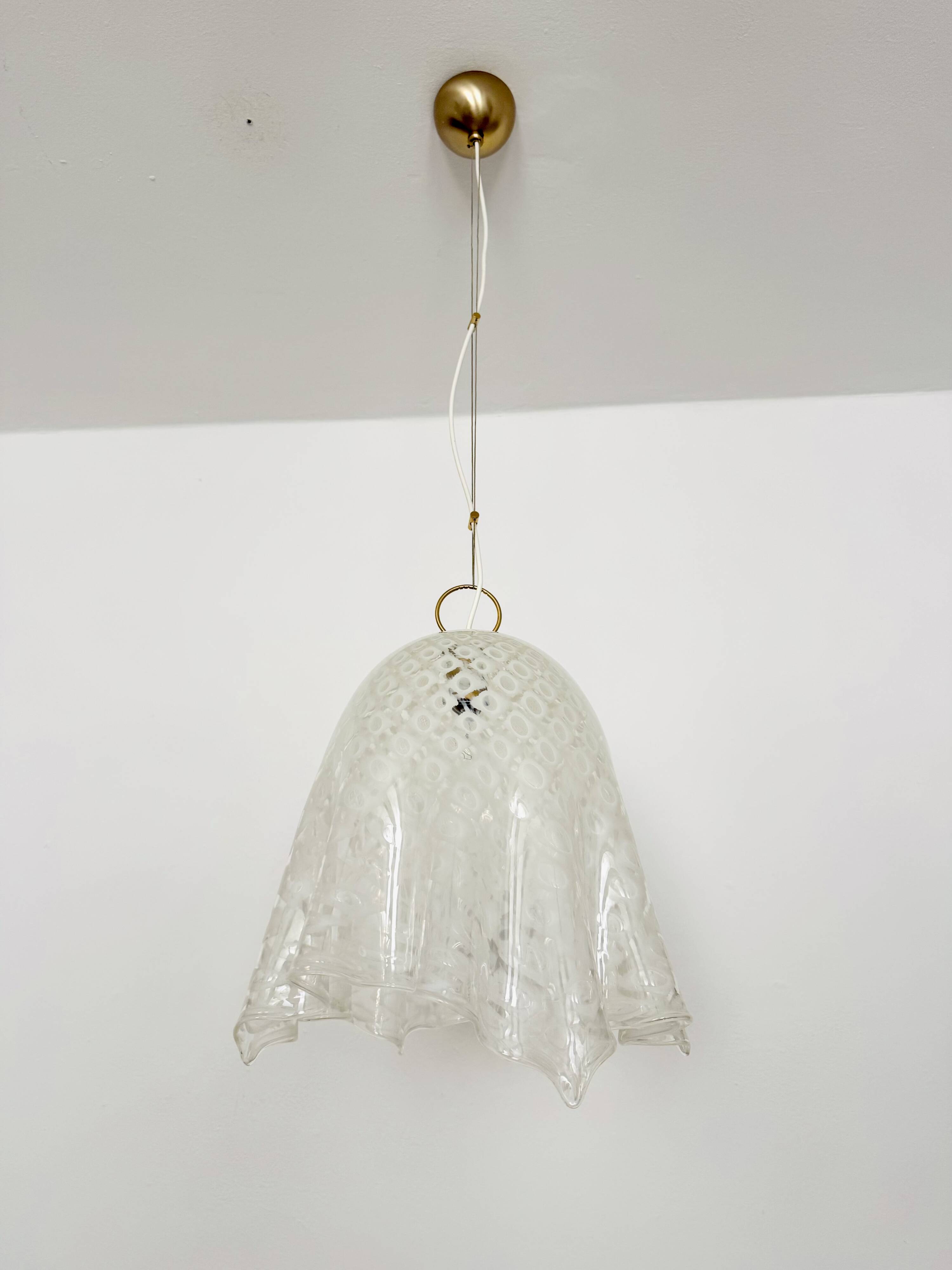 Lampe à Suspension Fazzoletto en Verre de Murano par Paolo Venini