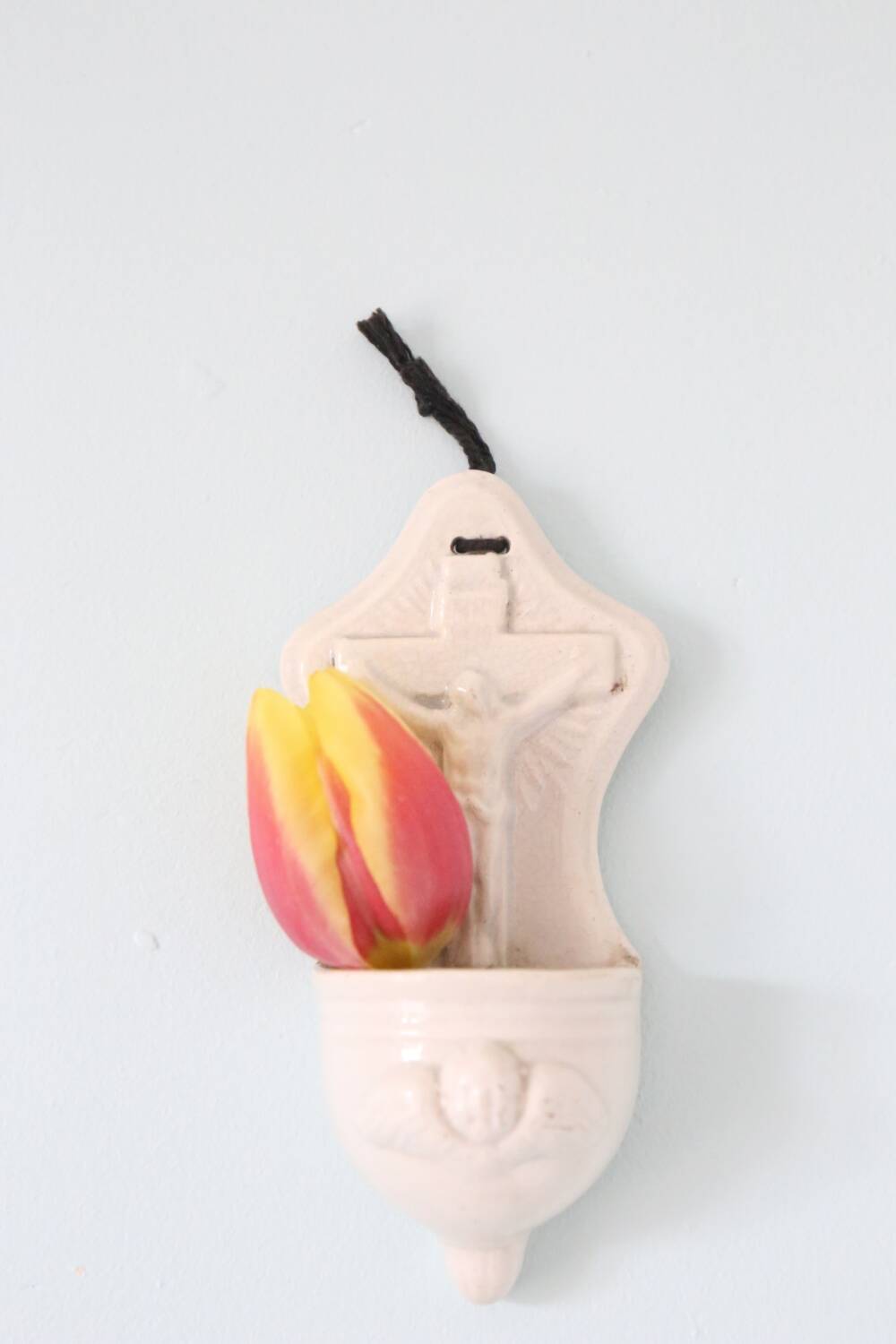 19th century earthenware stoup, Mouzin Frères, Onnaing