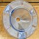 Antique Art Deco lamp from the 1930s, wrought iron with a blue basin in the Ezan style.