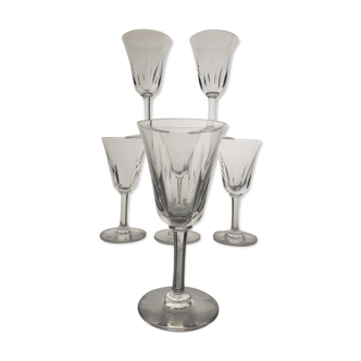 6 Saint Louis crystal wine glasses, Cerdagne model