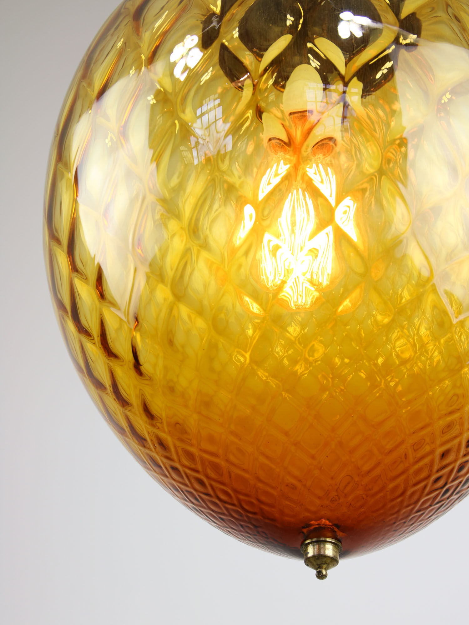 Vintage amber murano glass lamp from empoli