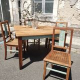 Table and chairs art deco wood and pastel