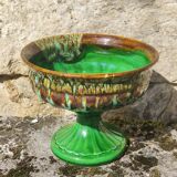Coupe en faïence forme Médicis vert flammé