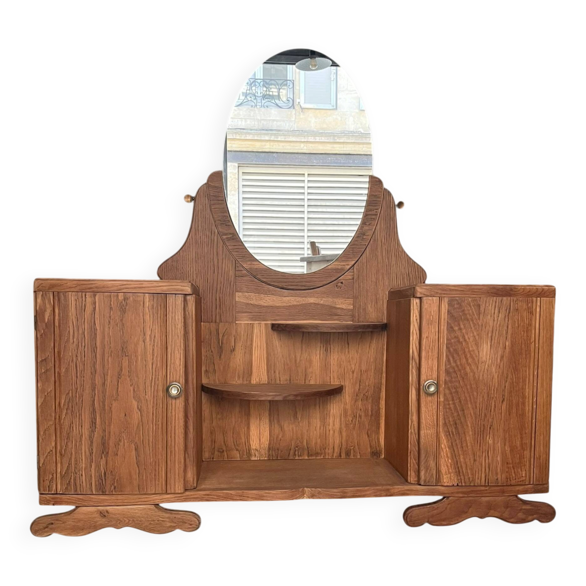 Coiffeuse buffet vintage Art Déco Mélissande 2 portes et miroir