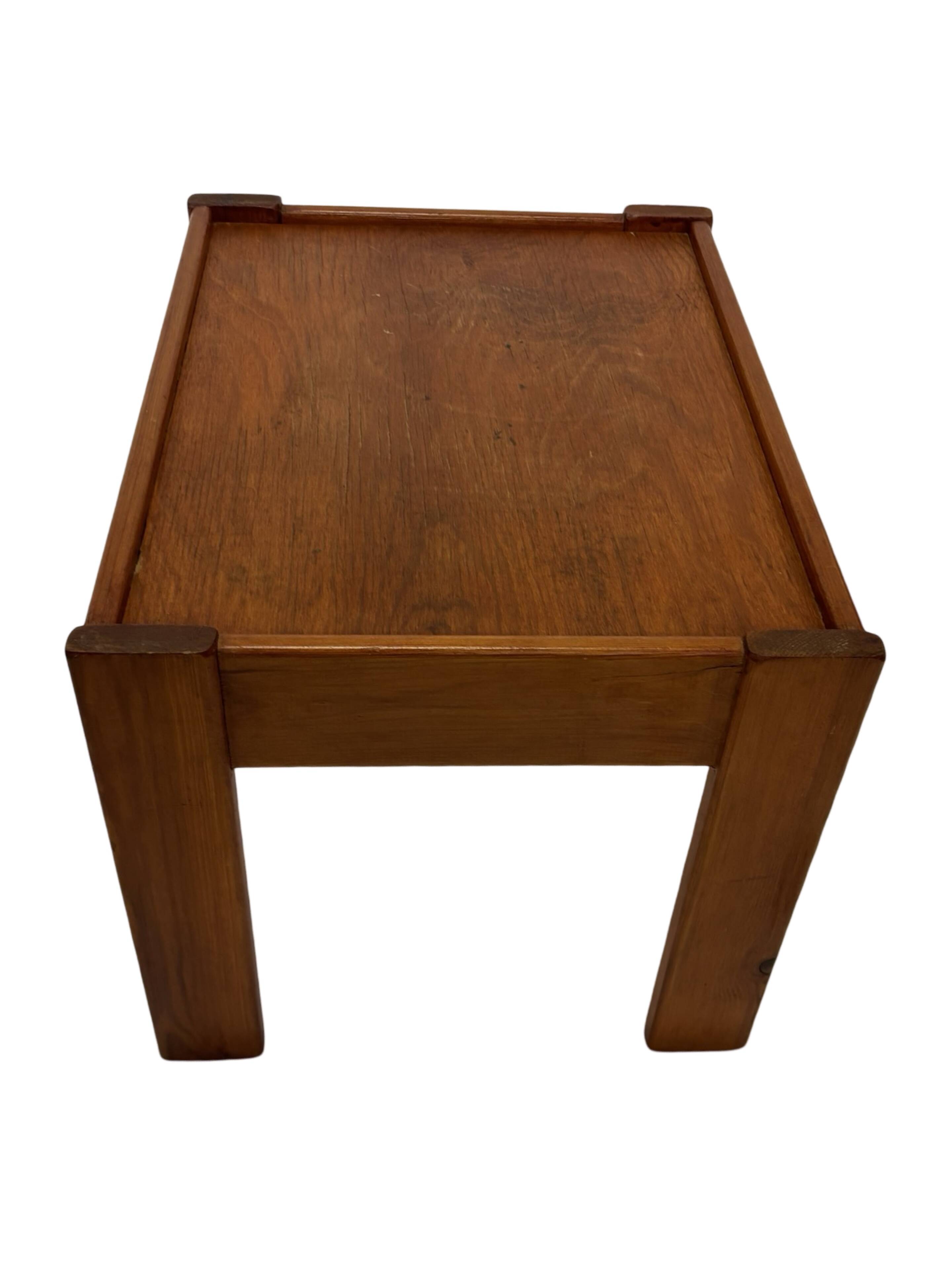 Vintage set of 3 side tables nesting pine wood 60s