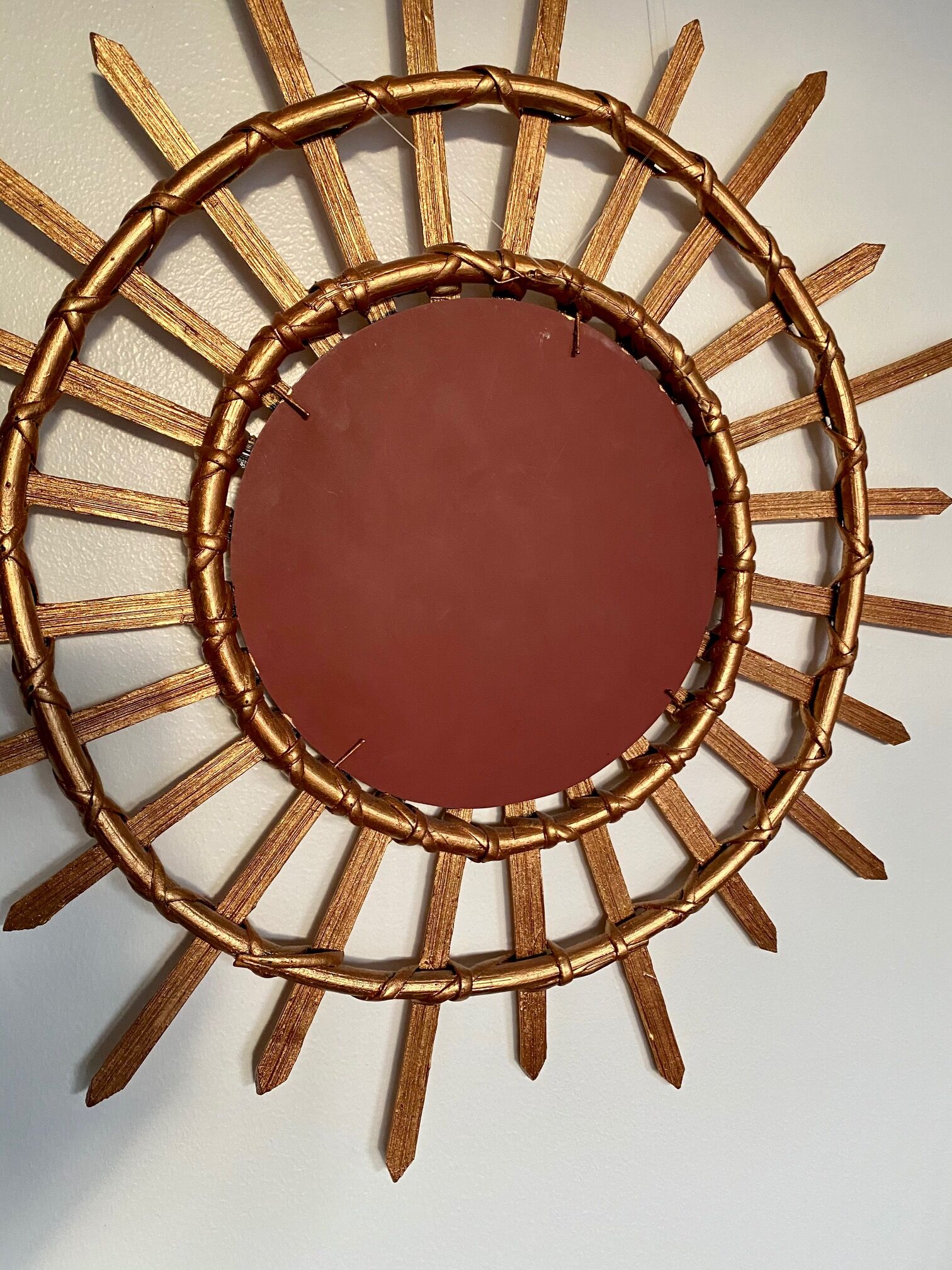 Vintage bamboo sun mirror 53cm