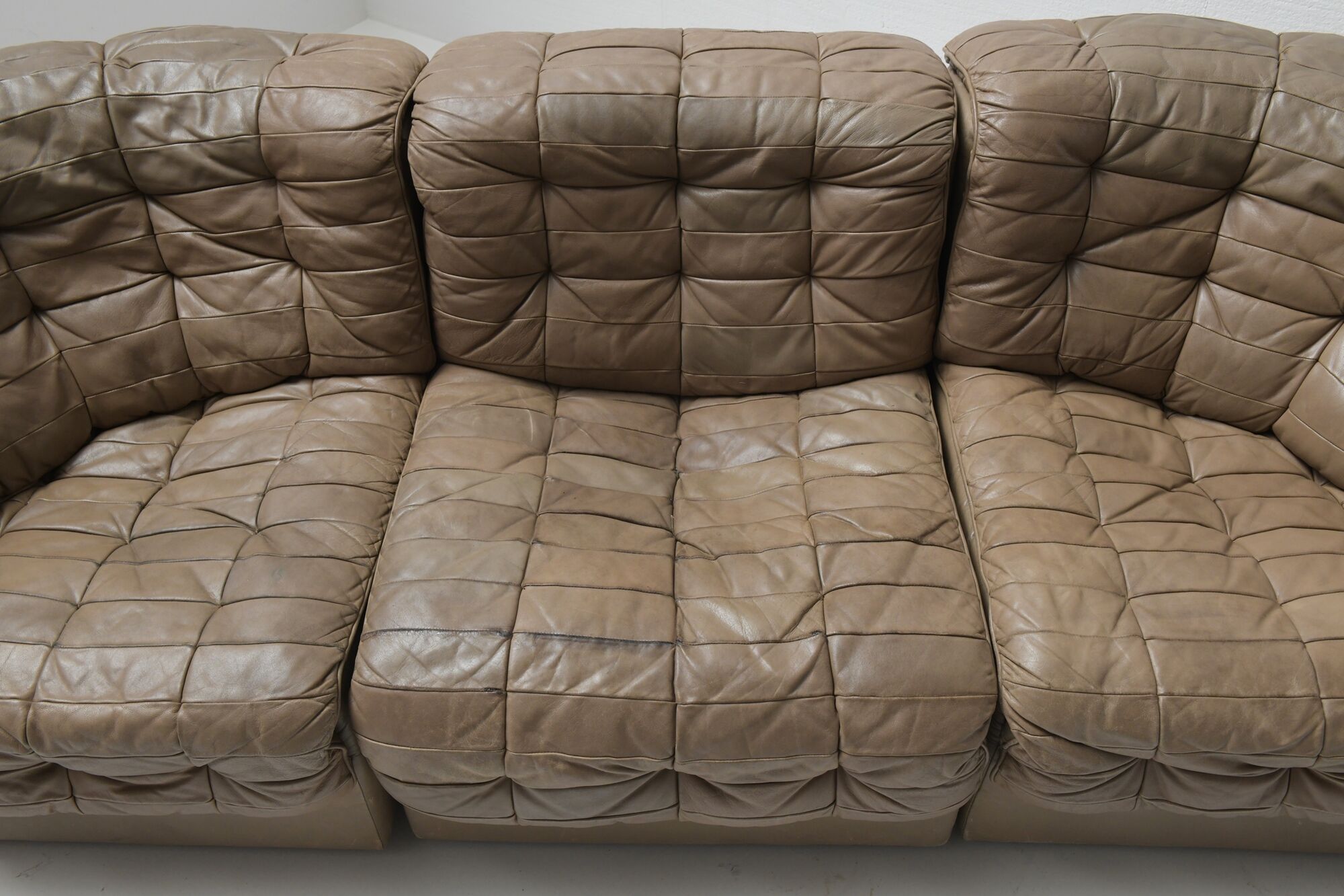 DS 11 modular sofa in brown patchwork leather by De Sede Team for De Sede Swiss