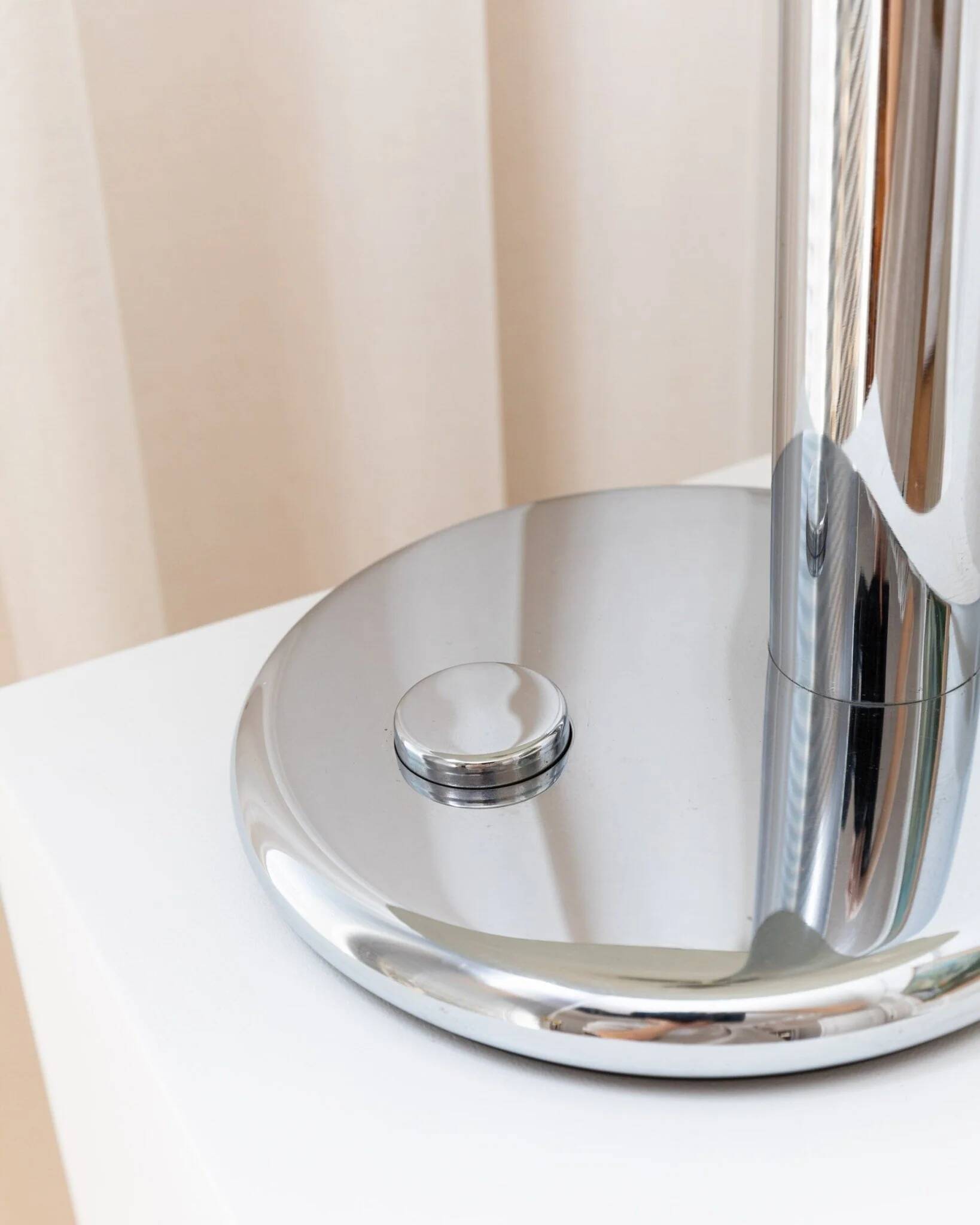 Noir Metal Table Lamp by Heinz Pfaender for Hillebrand - Chrome Base, Textured Shade, 1960s