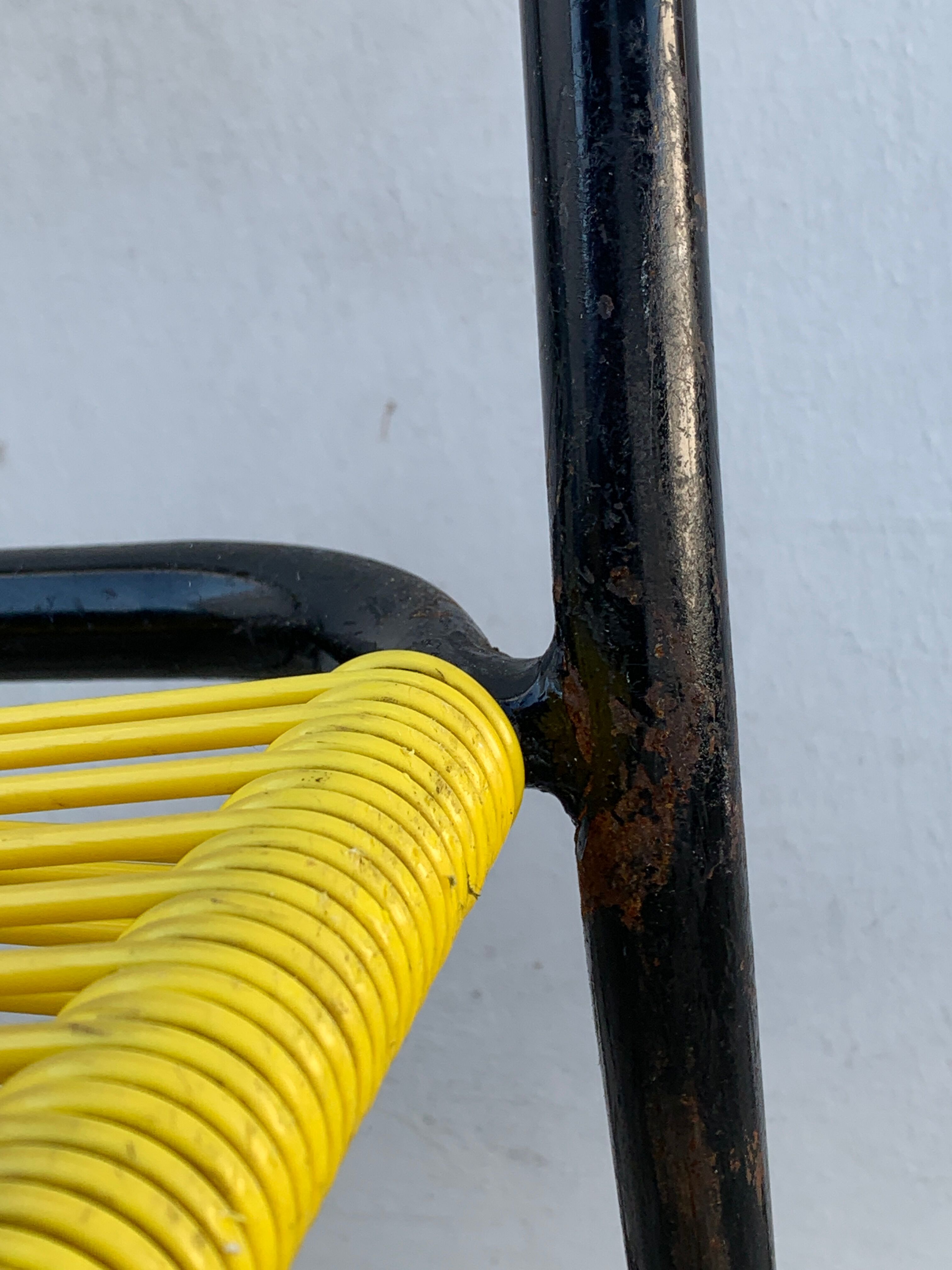 4 yellow scoubidou chairs, 1950
